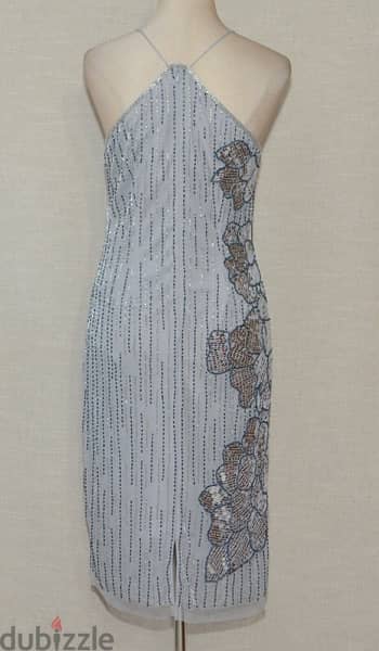evening maxi gray dress spaghetti straps فستان سهرة 3