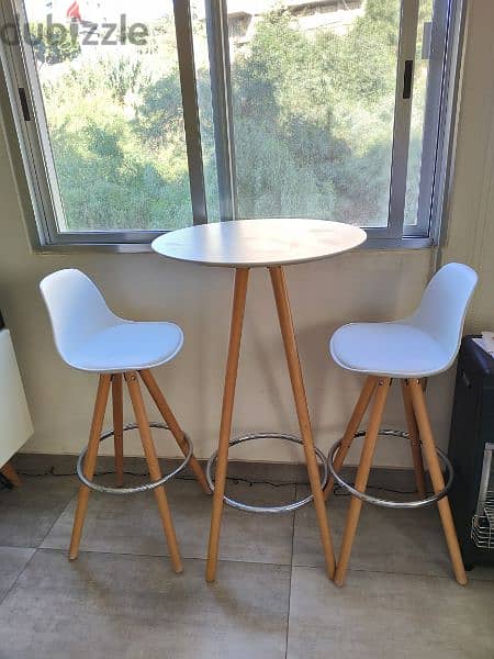 Wooden Bar Stool & Table 1