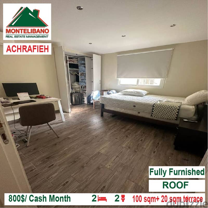 800$/Cash Month!! Roof for rent in Achrafieh!! 1