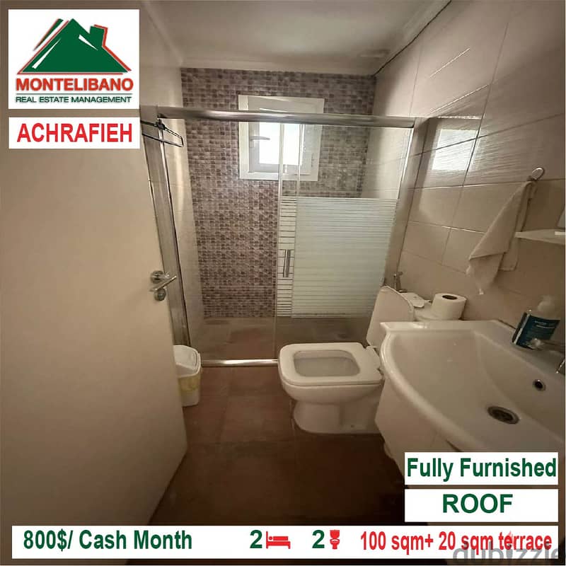 800$/Cash Month!! Roof for rent in Achrafieh!! 3