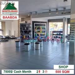 7500$/Cash Month!! Shop for rent in Baabda!! 0