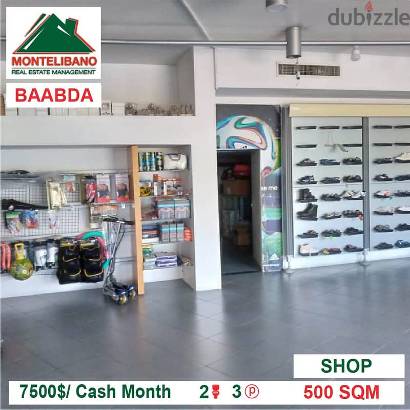 7500$/Cash Month!! Shop for rent in Baabda!! 1