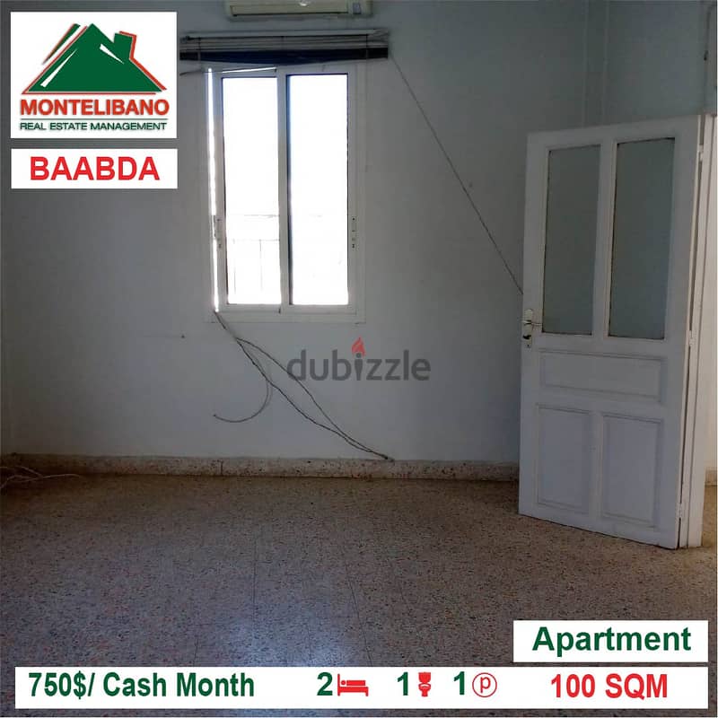 750$/Cash Month!! Apartment for rent in Baabda!! 1