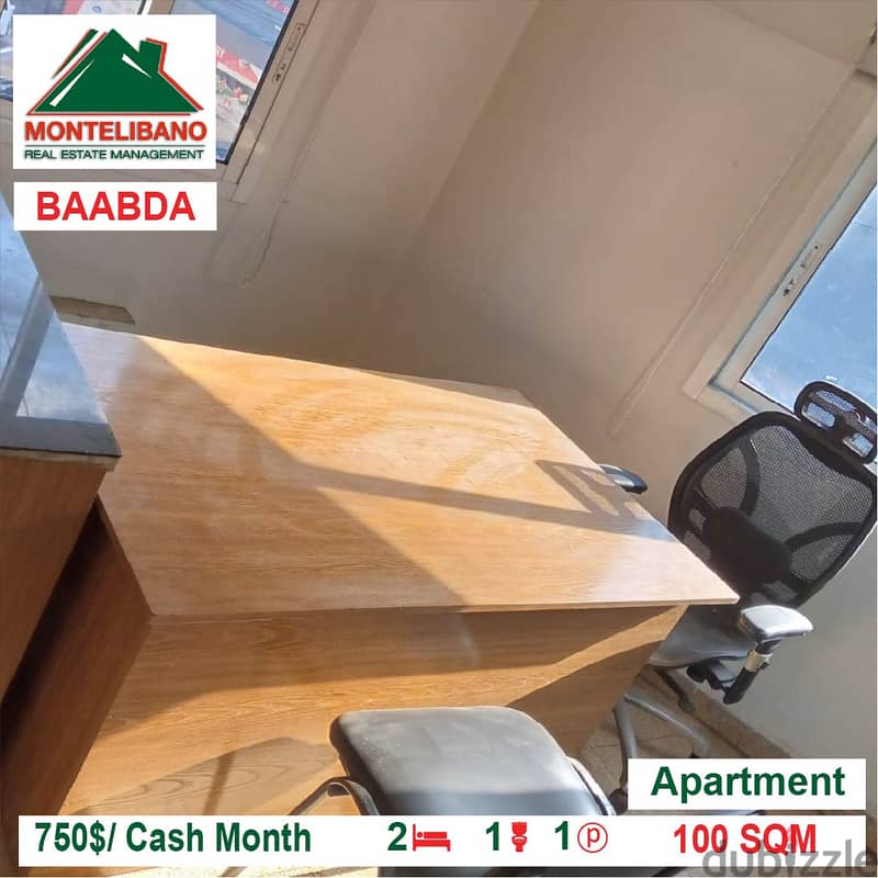 750$/Cash Month!! Apartment for rent in Baabda!! 2