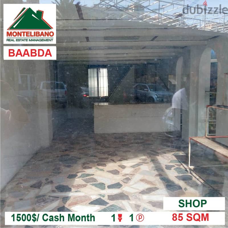 1500$/Cash Month!! Shop for rent in Baabda!! 1
