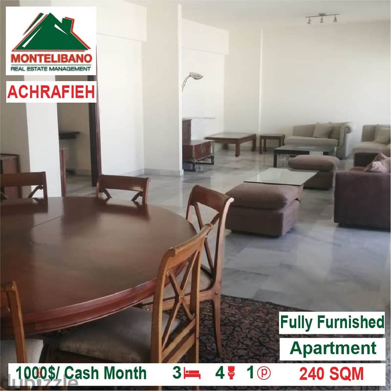 1000$/Cash Month!! Apartment for rent in Achrafieh!! 0