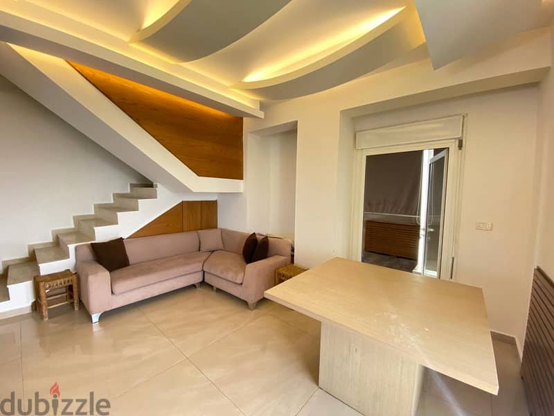 Decorated 218 m2 duplex apartment+sea view for sale in Zouk Mikhael 1
