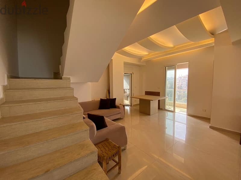 Decorated 218 m2 duplex apartment+sea view for sale in Zouk Mikhael 3