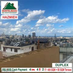 550,000$ Cash Payment!! Duplex for sale in Hazmieh!!