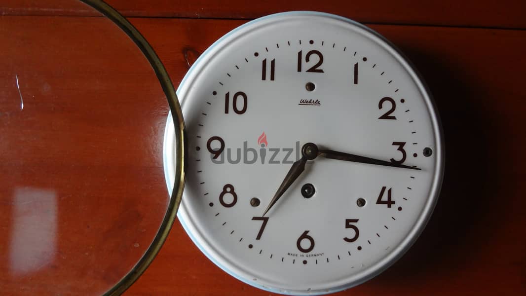 Vintage 60s Wehrle  German ceramic/metal mechanical clock 20 cm workin 2