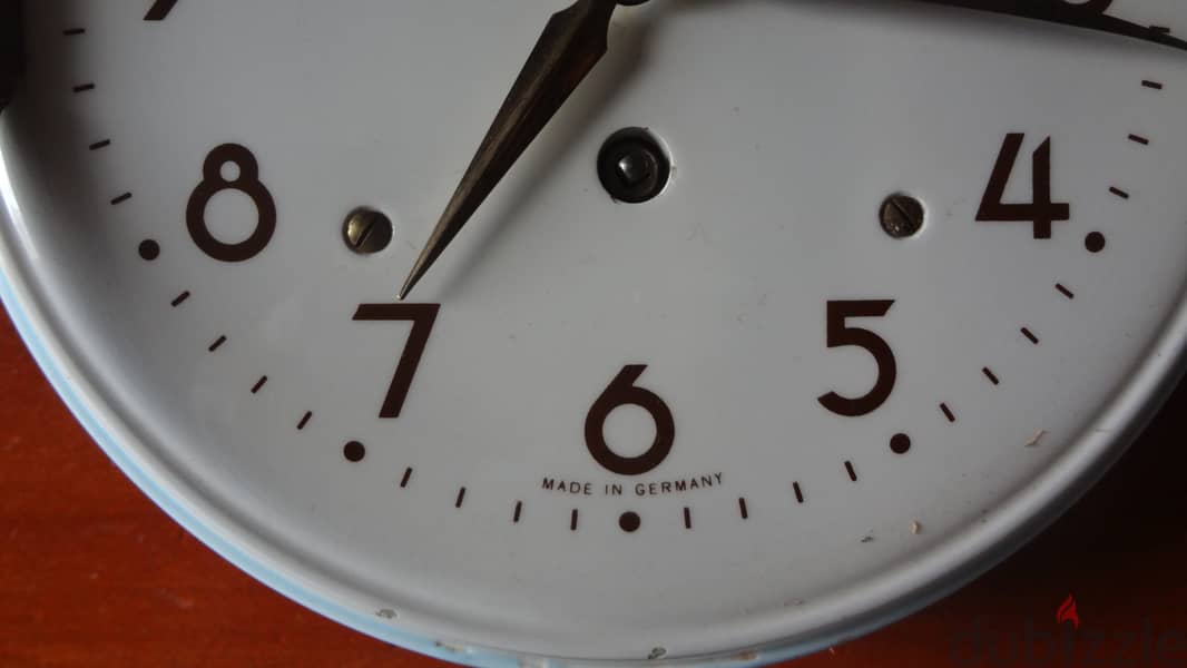 Vintage 60s Wehrle  German ceramic/metal mechanical clock 20 cm workin 3