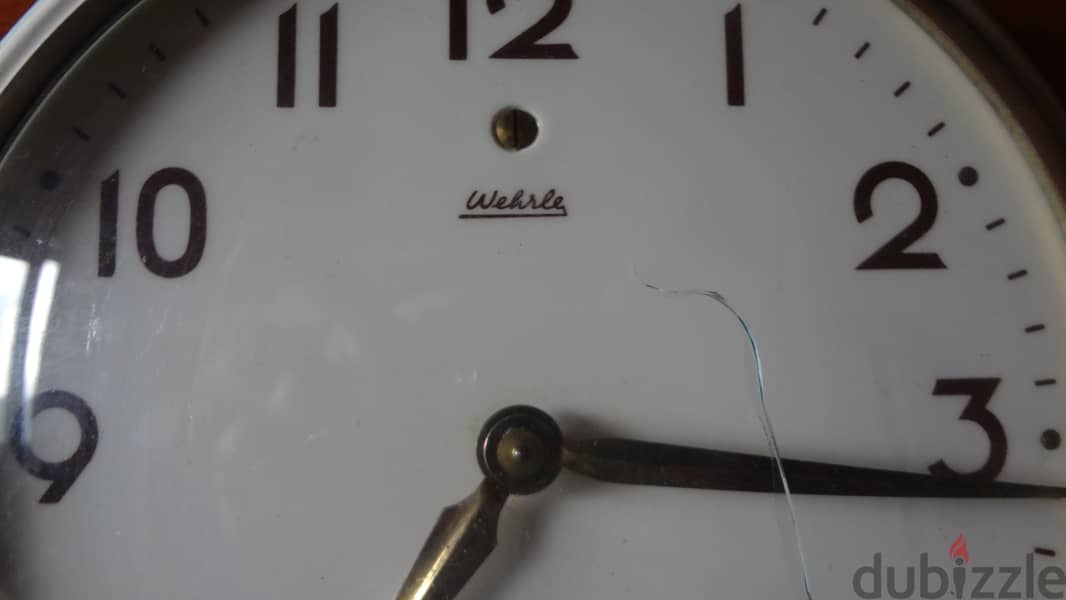 Vintage 60s Wehrle  German ceramic/metal mechanical clock 20 cm workin 5
