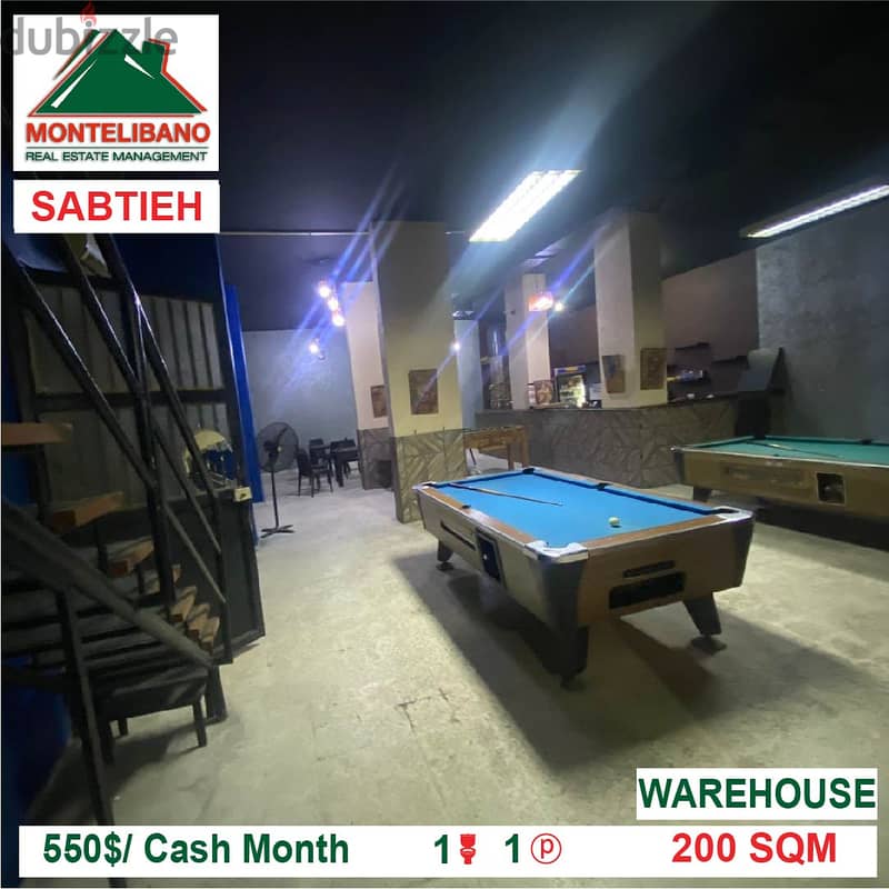 550$/Cash Month!! WareHouse for rent in Sabtieh!! 1