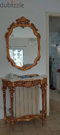 mirror + console and 2 tables (small and big) with marble top