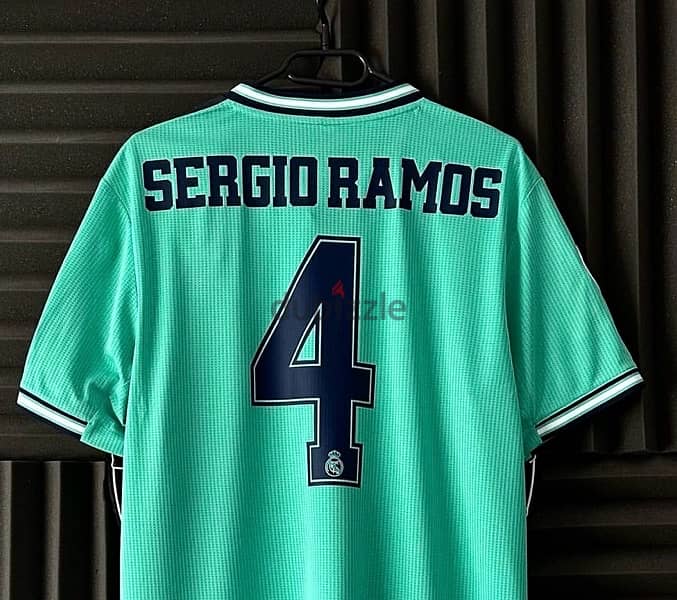 sergio ramos real madrid 2019/20 third green mint adidas jersey 0