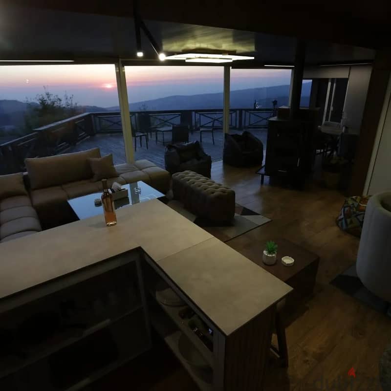 (R. A. )Furnished 90m2 Chalet+panoramic view+terrace for rent in Zaarour 3