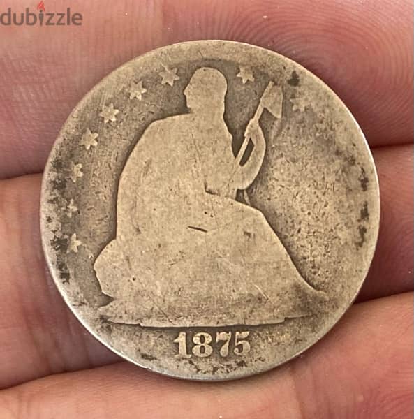 عملة عملات قديمة نصف دولار امريكي سيتد ليبرتي سنة ١٨٧٥ 0