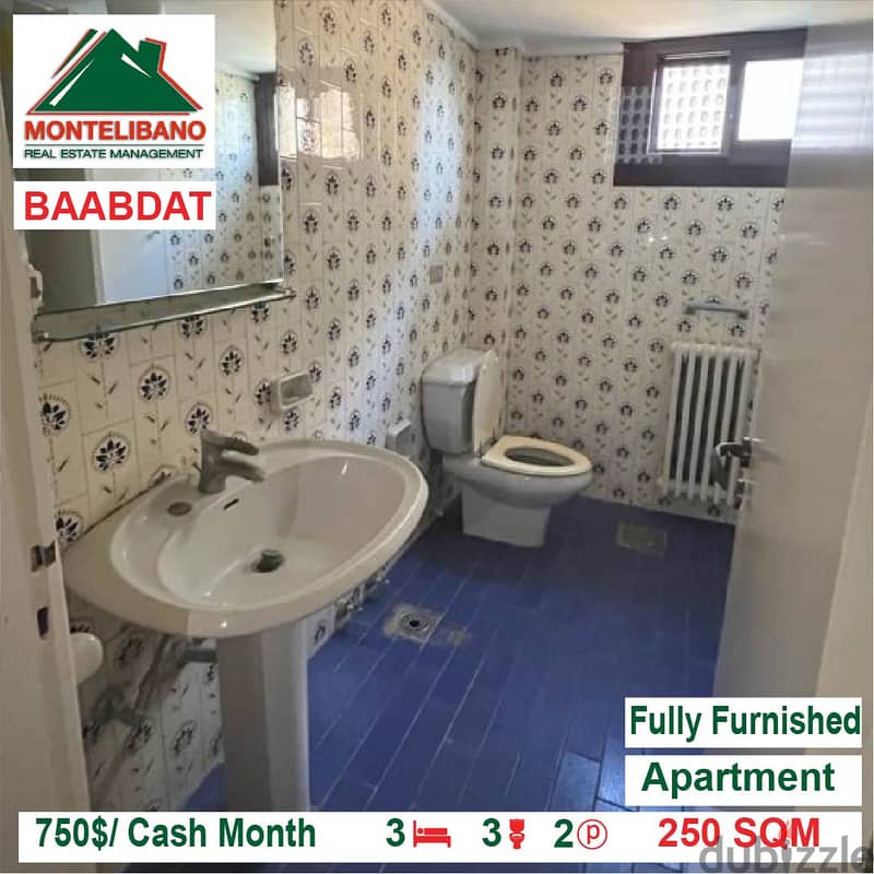 750$/Cash Month!! Apartment for rent in Baabdat!! 5