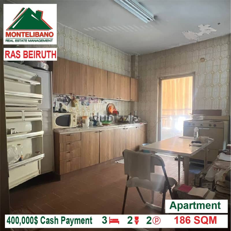 400,000$ Cash Payment!! Apartment for sale in Ras Beiruth!! 2