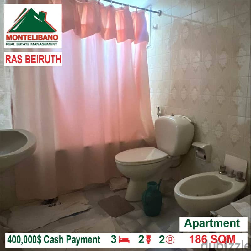 400,000$ Cash Payment!! Apartment for sale in Ras Beiruth!! 3