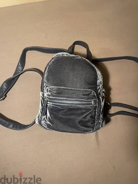 Grey hotsell velvet backpack