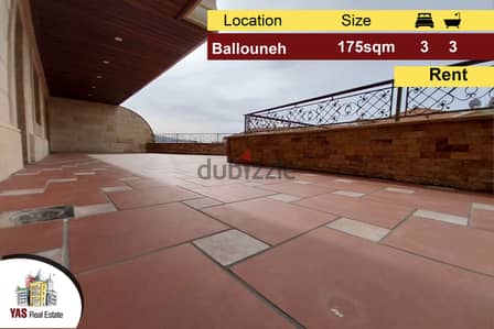 Ballouneh 175m2 | 90m2 Terrace | Rent | View |