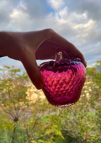 Hand Blown Glass Strawberry Shape Artifact