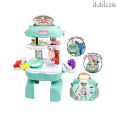 Children Portable Kitchen Playset With Storage Box