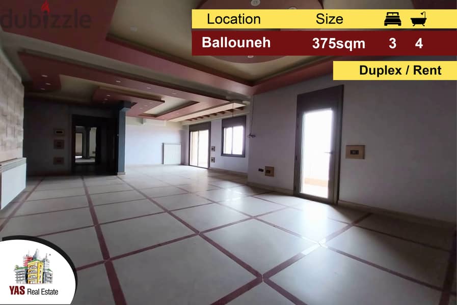 Ballouneh 375m2 | Duplex | Rent | High-End | Open View | 0