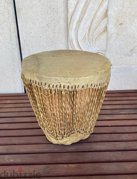 Vintage African Drum Handmade Leather طبلة افريقية 1