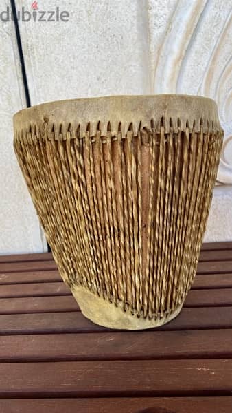 Vintage African Drum Handmade Leather طبلة افريقية 3