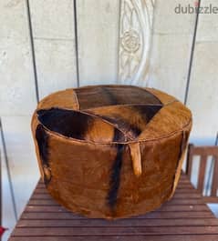 Vintage African Cow Skin Beanbag/Pouf