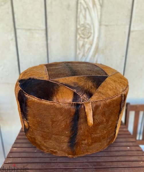 Vintage African Cow Skin Beanbag/Pouf 2