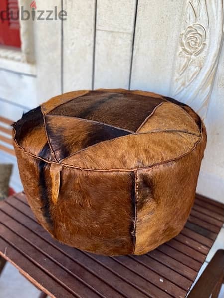 Vintage African Cow Skin Beanbag/Pouf 3