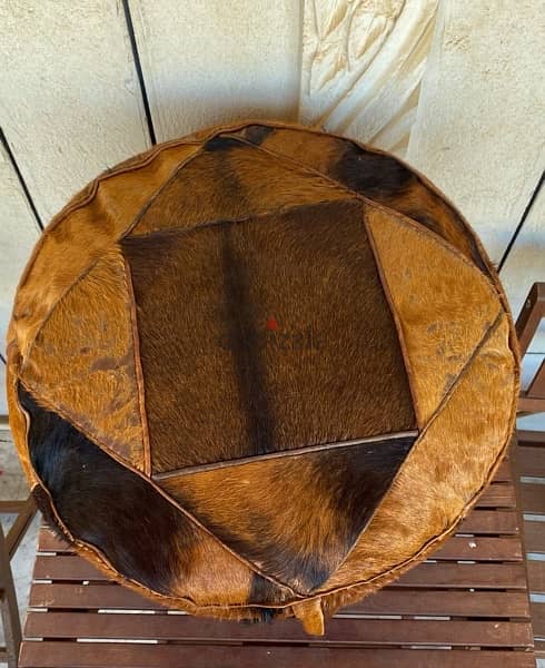 Vintage African Cow Skin Beanbag/Pouf 4