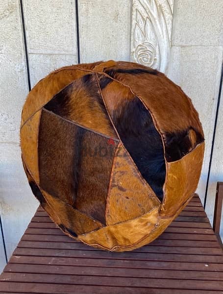 Vintage African Cow Skin Beanbag/Pouf 5