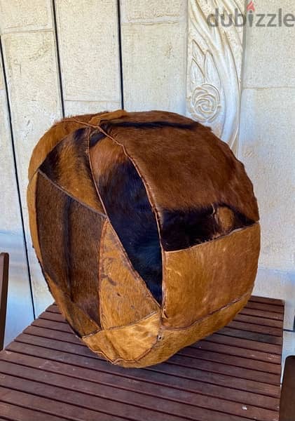 Vintage African Cow Skin Beanbag/Pouf 6