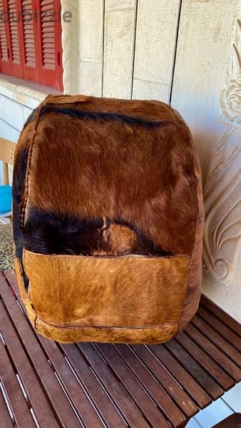 Vintage African Cow Skin Beanbag/Pouf 7