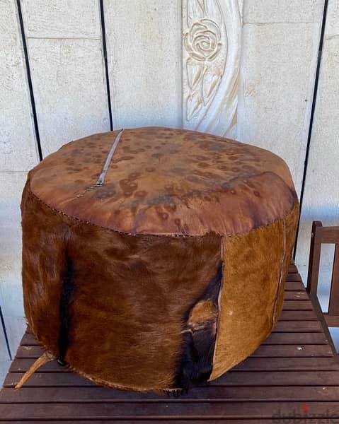 Vintage African Cow Skin Beanbag/Pouf 8