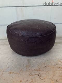 Brown Leather Pouf/ Footstool 0