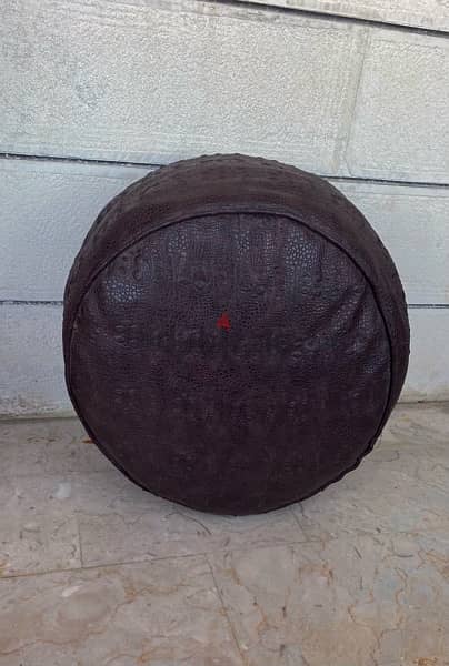 Brown Leather Pouf/ Footstool 1