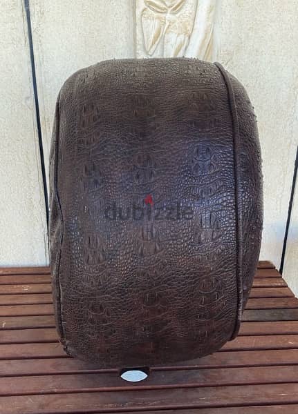 Brown Leather Pouf/ Footstool 4