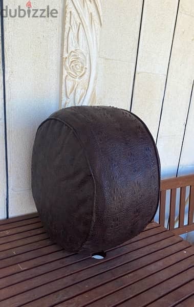 Brown Leather Pouf/ Footstool 5