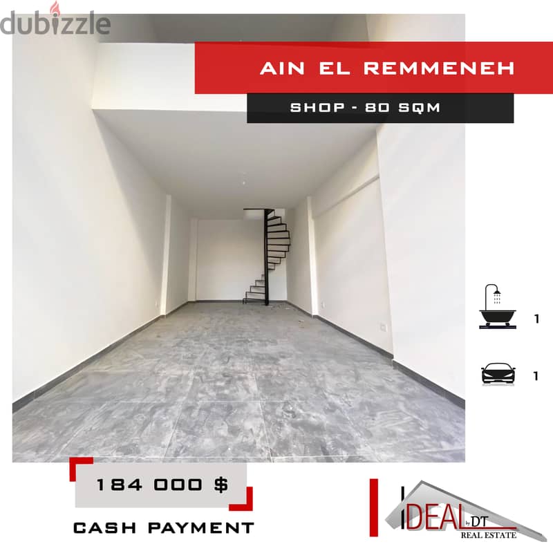Shop for Sale in ain el remmeneh 80 SQM REF#JPT22117 0