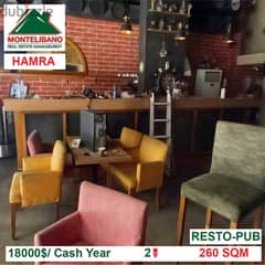 18000$/Cash Year!! Resto-Pub for rent in Hamra!!