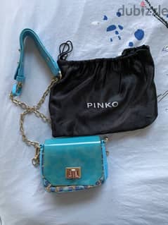 Pinko Blue Leather Chain Pouchette 0