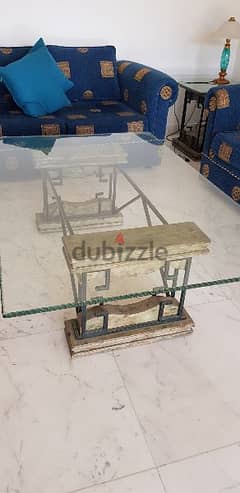 two tables made of Fer forgé,  wood  and glass 0
