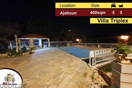 Ajaltoun 400m2 | 600m2 Terrace/Garden/Pool | Villa Triplex | KH