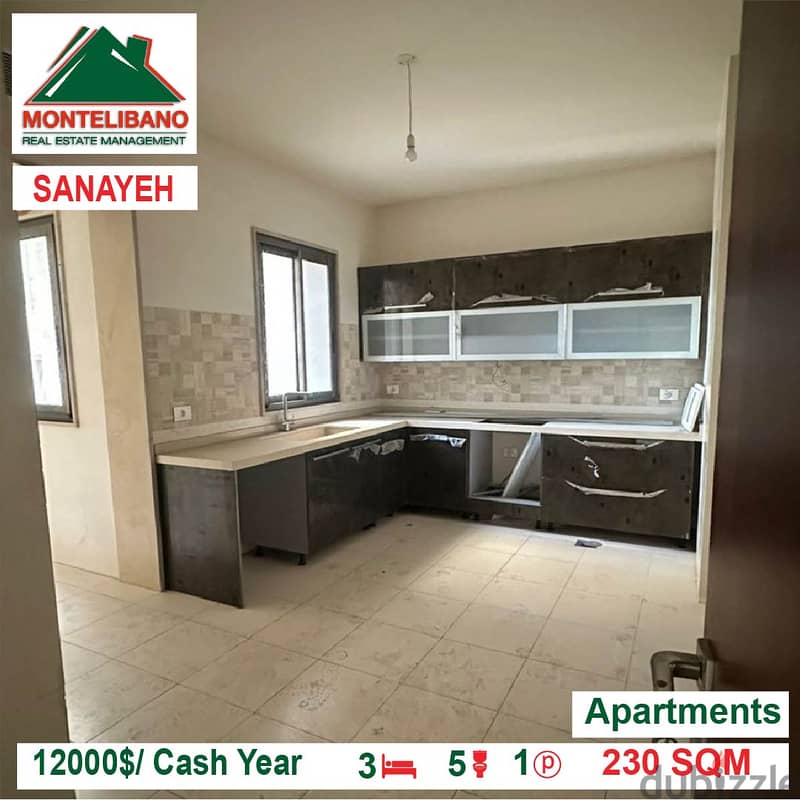 12000$/Cash Year!! Apartments for rent in Sanayeh!! 2