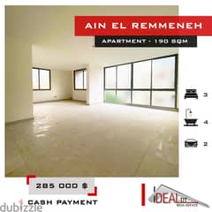 Apartment for sale in ain el remmaneh 190 SQM REF#JPT22120